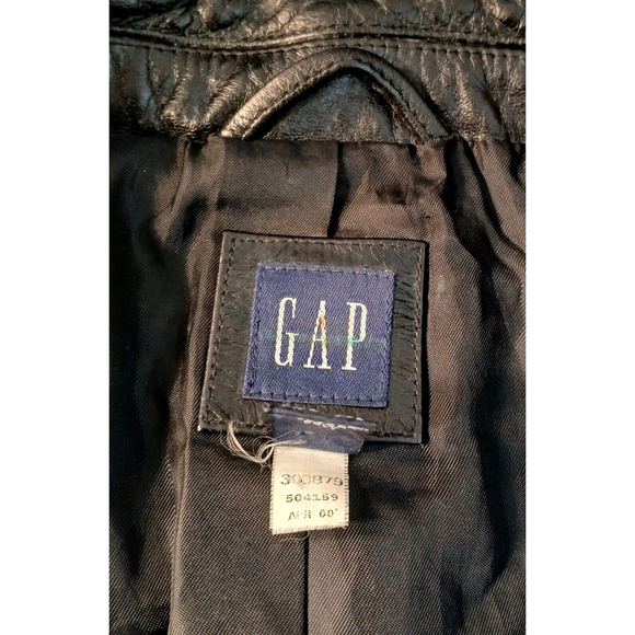 Vintage Gap Womens Medium Genuine Leather Black Jacket Button Up Side Pockets - Picture 4 of 11